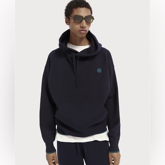 SCOTCH & SODA Over-sized Wool-blend Hoodie, Navy, S - Picture 4 of 8